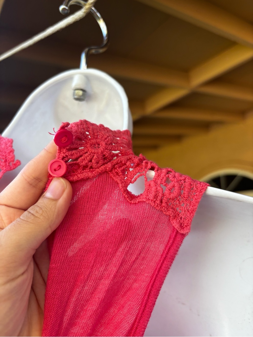 Diva Apparel Lace Yoke Halter Top - Raspberry Pink - Picture 4 of 8